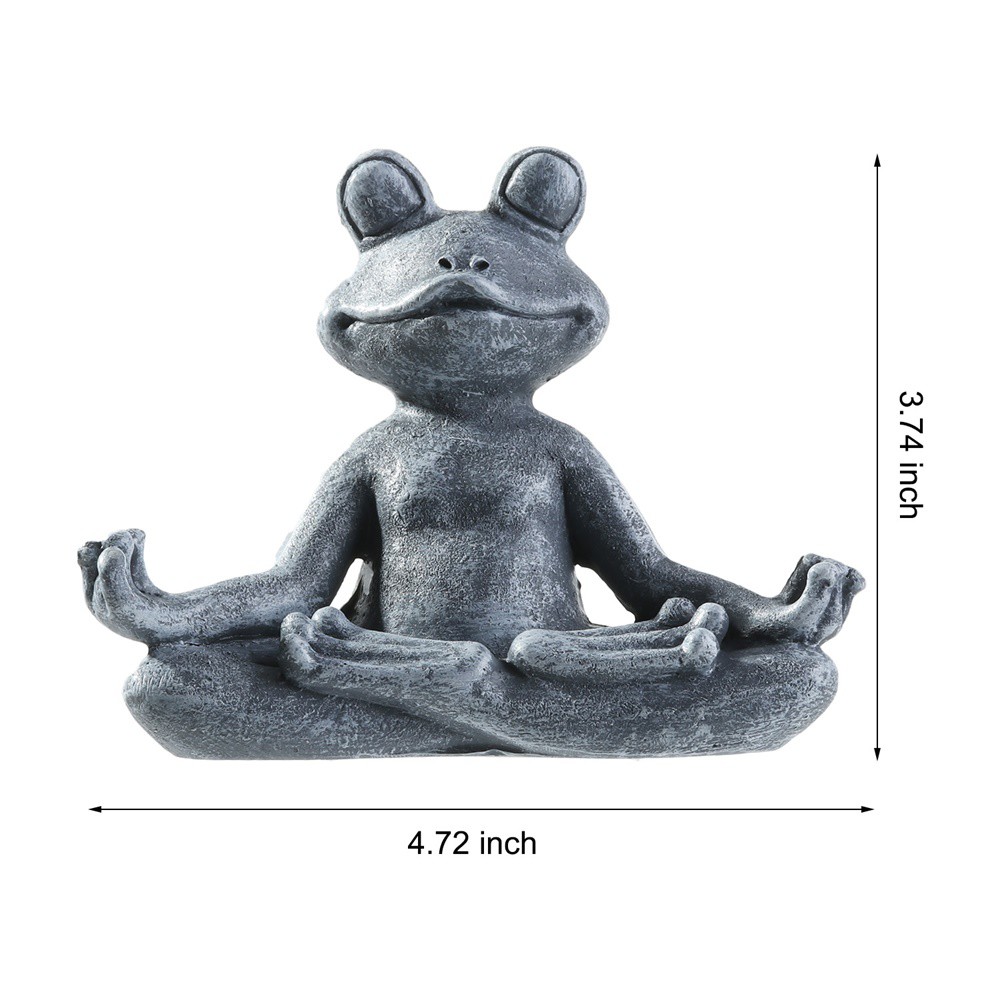 JANE Resin Grey|Finish Yoga Frog Figurine Handmade Poly Garden Statue Meditating Zen for Home Patio Yard or Lawn 4.72&quot; Garden Sculpture 4.72 X 3.74 X 1.96 inch Indoor/Outdoor