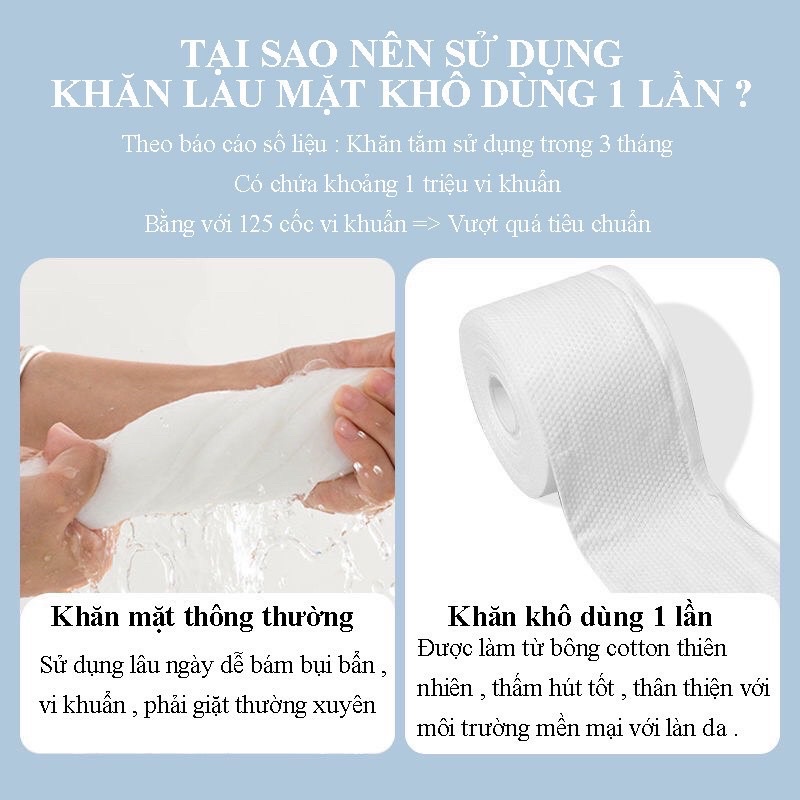 Túi 80 khăn lau mặt khô dùng 1 lần, tẩy trang, lau ướt, lau khô đa năng tiện dụng