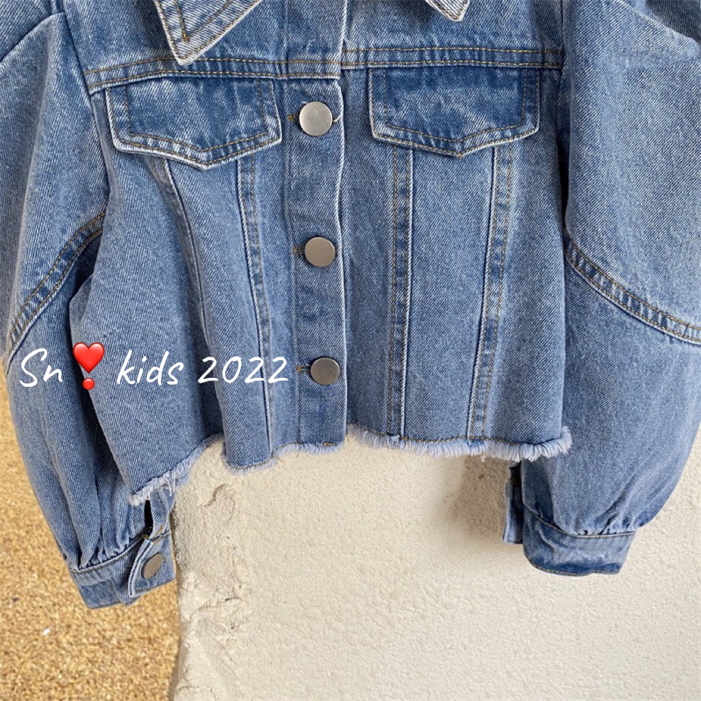 Áo khoác jeans bé gái, áo khoác bò mềm sành điệu cho bé size 10-30kg