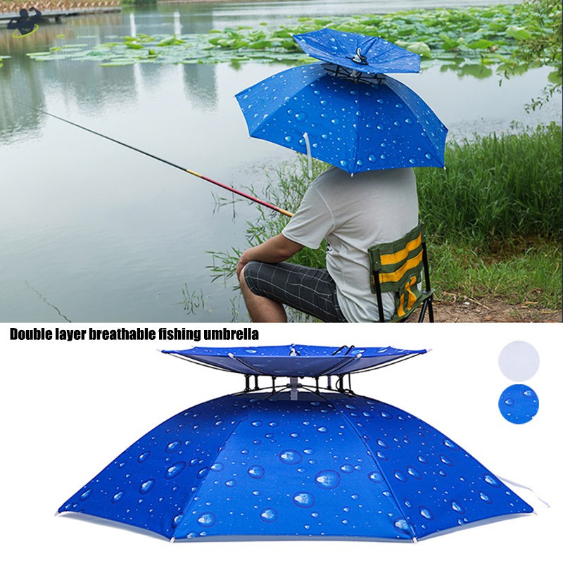 Nón dù che mưa chống tia UV tiện lợi đi câu cá