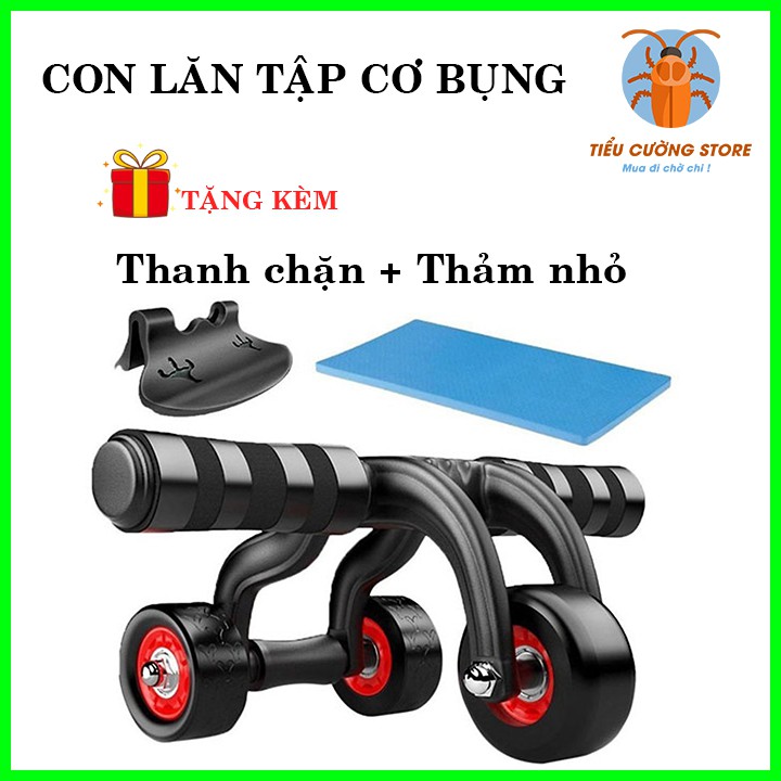 Con lăn tập bụng 4 bánh  TẶNG KÈM THẢM NHỎ  Con lăn tập gym thông minh, thiết kế nhỏ gọn, tiện lợi.