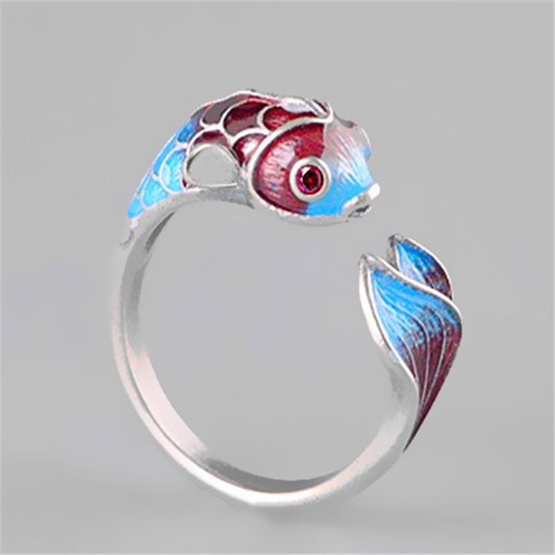 Nhẫn Hở Mạ Bạc 925 Hình Cá Chép Sáng Tạo Thời Trang Cho Nữ R327