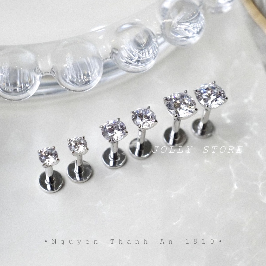 1 Chiếc khuyên đá trấu trắng JOLLY bằng thép y tế