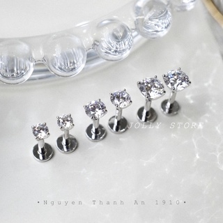 1 Chiếc khuyên đá trấu trắng JOLLY bằng thép y tế