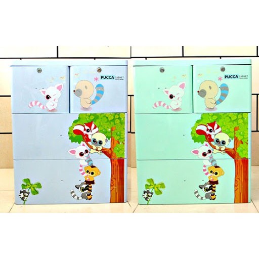 Tủ nhựa PUCCA 3 tầng 4 ngăn - Song Long (hoạt hình)