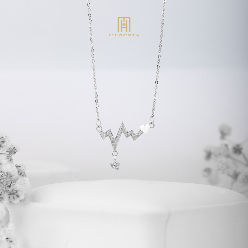 Dây chuyền bạc 925 cao cấp mặt đá nhịp tim cá tính phong cách HQ trẻ trung DB18 Bảo Tín Mạnh Hải