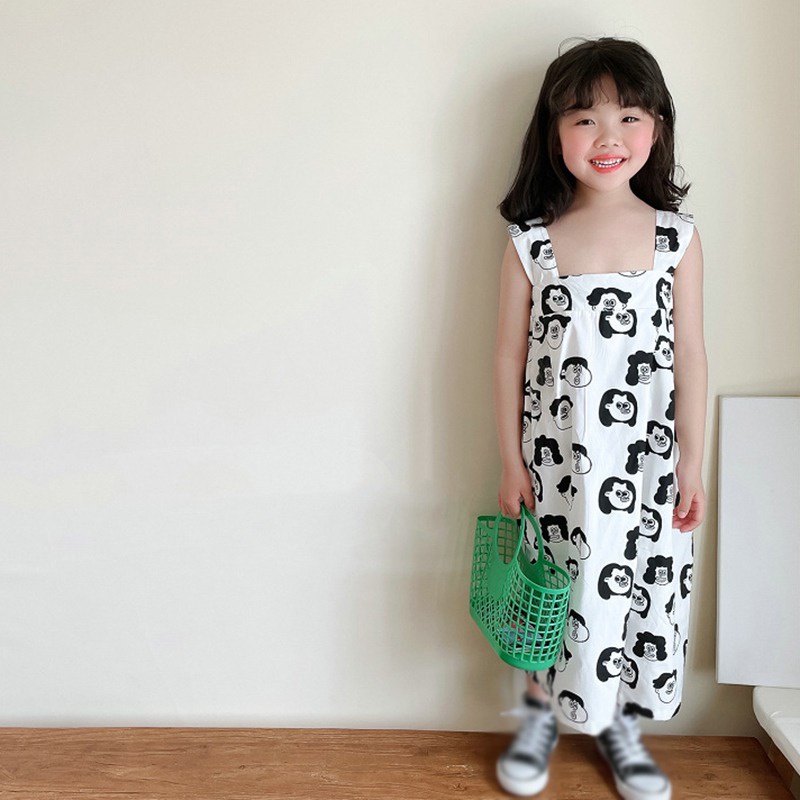 Se7en Áo liền quần Hai Dây Ống Rộng In Họa Tiết Hoạt Hình Phong Cách Hàn Quốc Thời Trang Mù