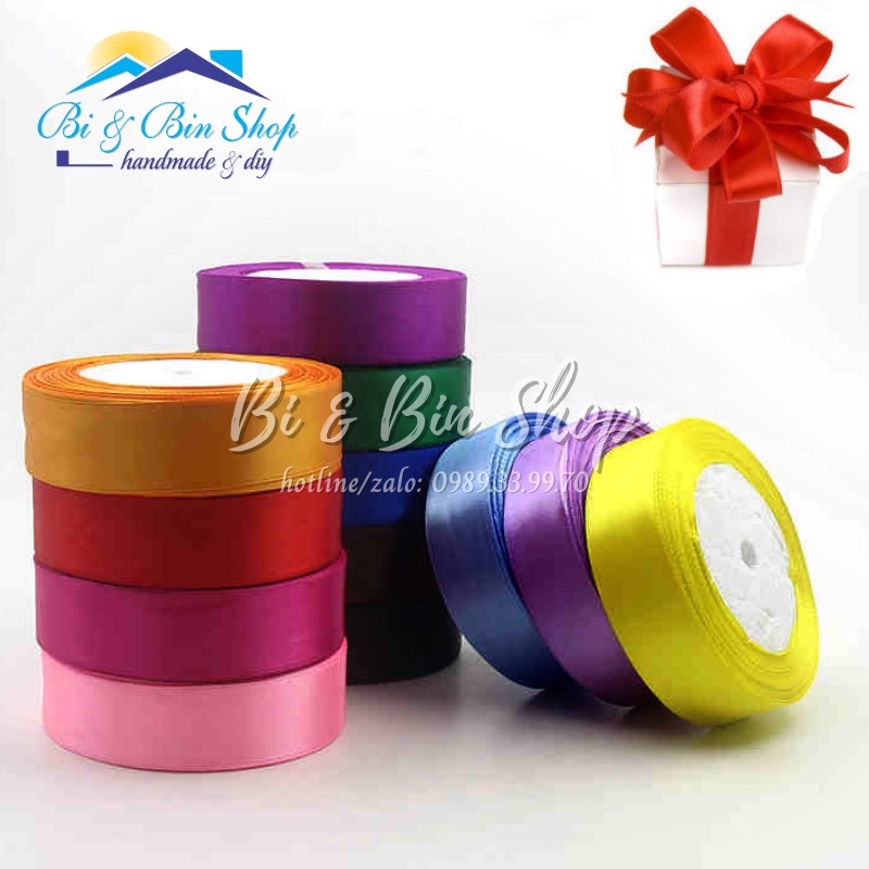 Cuộn Ruy Băng Lụa 25mm (Ribon Satin) Dùng Làm Bó Hoa Cưới, Trang Trí Tiệc
