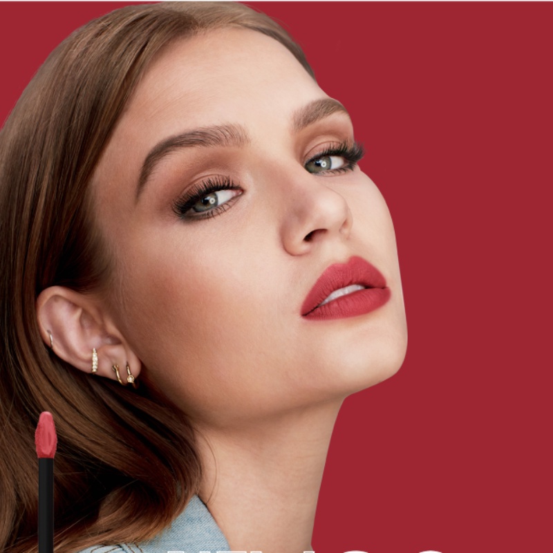 [Hàng mới về] Son lì chống dính cốc màu đỏ cam thiết kế hình cây bút