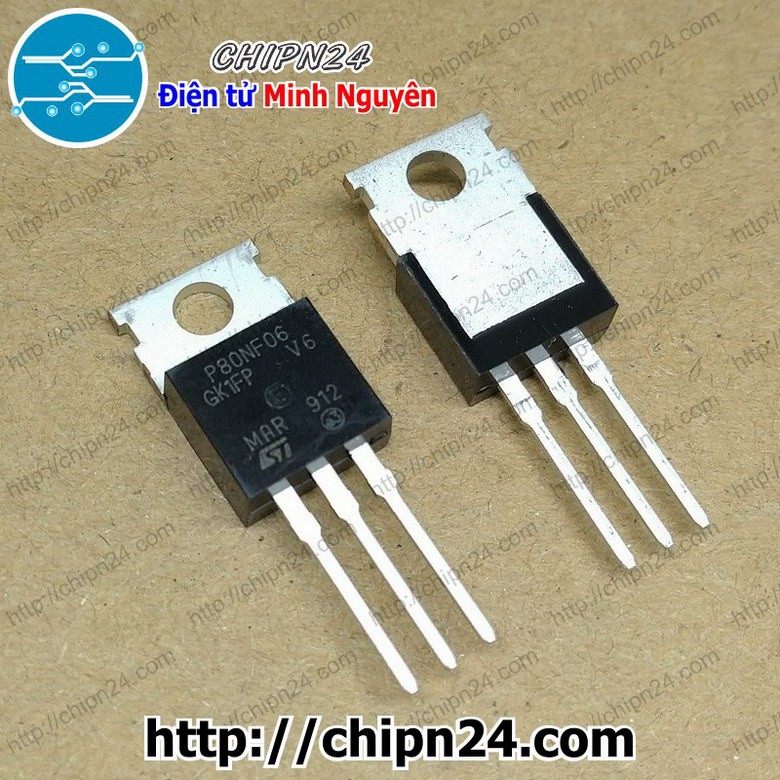 [1 CON] Mosfet 80NF06 TO-220 80A 60V Kênh N (80N06 STP80NF06)