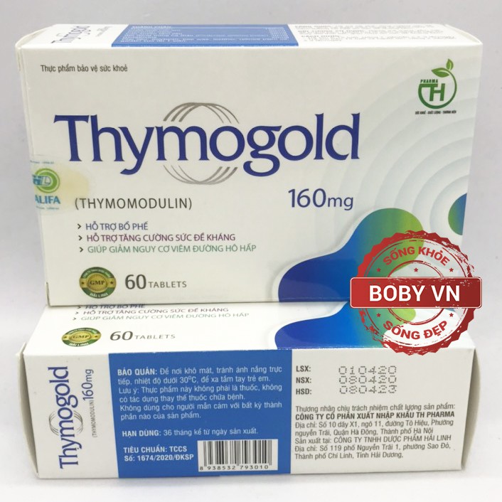 Thymogold 160mg (Hộp 60 viên) - Hỗ trợ bổ phế tăng cường sức đề kháng giảm nguy cơ viêm đường hô hấp - Chính hãng