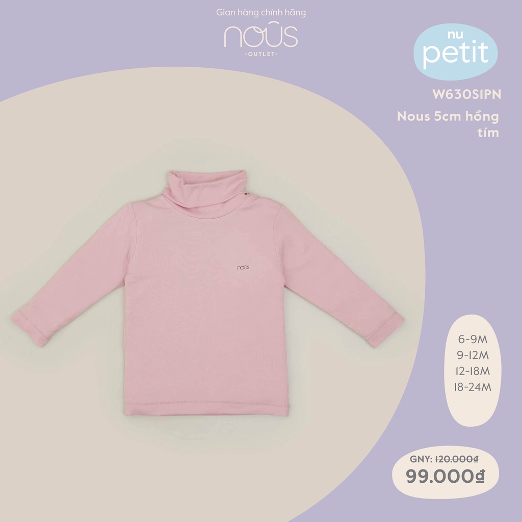 Áo thun dài tay cổ lọ Nous màu hồng cho bé gái - chất liệu Nu Petit kháng khuẩn mềm nhẹ (Size Từ 3-24M)