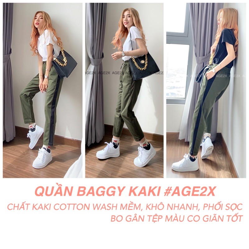 (Chính Hãng) 💕 Quần khaki nữ dáng quần baggy, co giãn, siêu dễ phối đồ