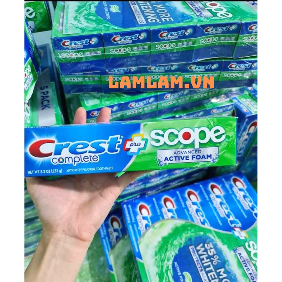 Kem đánh răng Crest Complete Extra Whitening Scope Advanced Freshness 232g