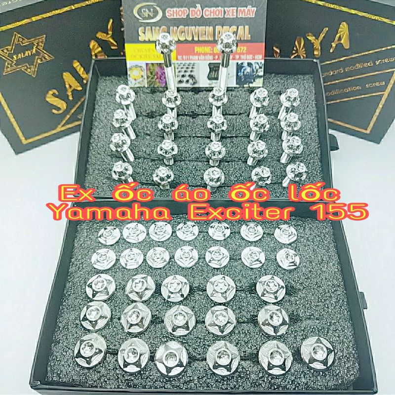 Ốc lốc máy ốc áo salaya xe Exciter 155 combo Full 52 con