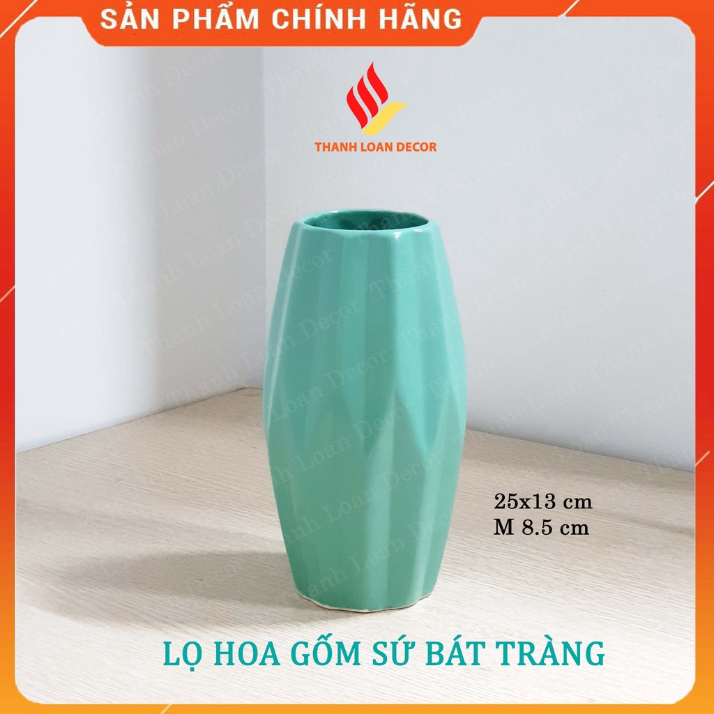 Lọ hoa gốm Bát Tràng - Bình hoa men mát cao 21cm dáng mũi tên trang trí để bàn