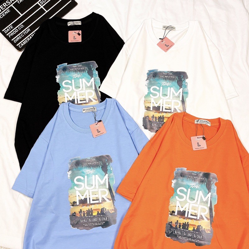 Áo Thun PHÔNG UNISEX in Decal SUMMER - Hình chụp thật  - Số đo ở cuối