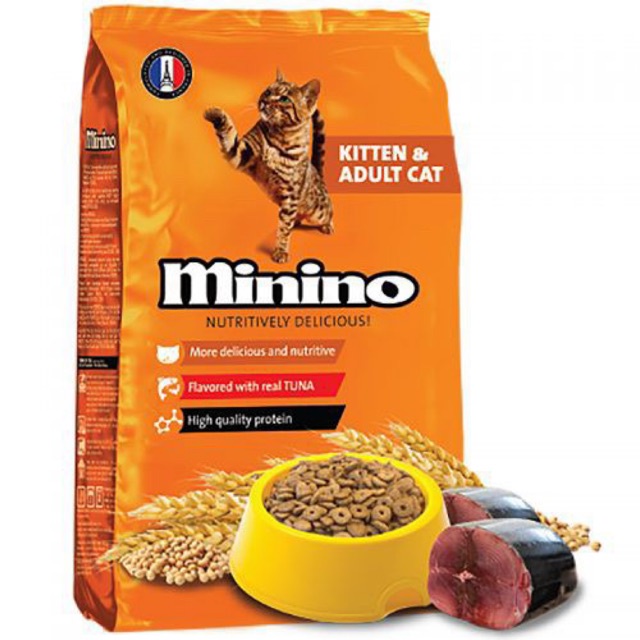 Hạt cho mèo Minino vị Cá ngừ, Hạt cho mèo từ 2 tháng tuổi trở lên túi 480gr