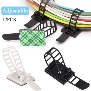 Giá đỡ Cáp Có Thể Điều Chỉnh 12 Mmảnh, Kẹp Buộc Cáp Tự Dính, Giá Đỡ Dây Buộc, Bộ Giữ Dây Cáp Treo Tường Trên Tường Máy Tính Để Bàn