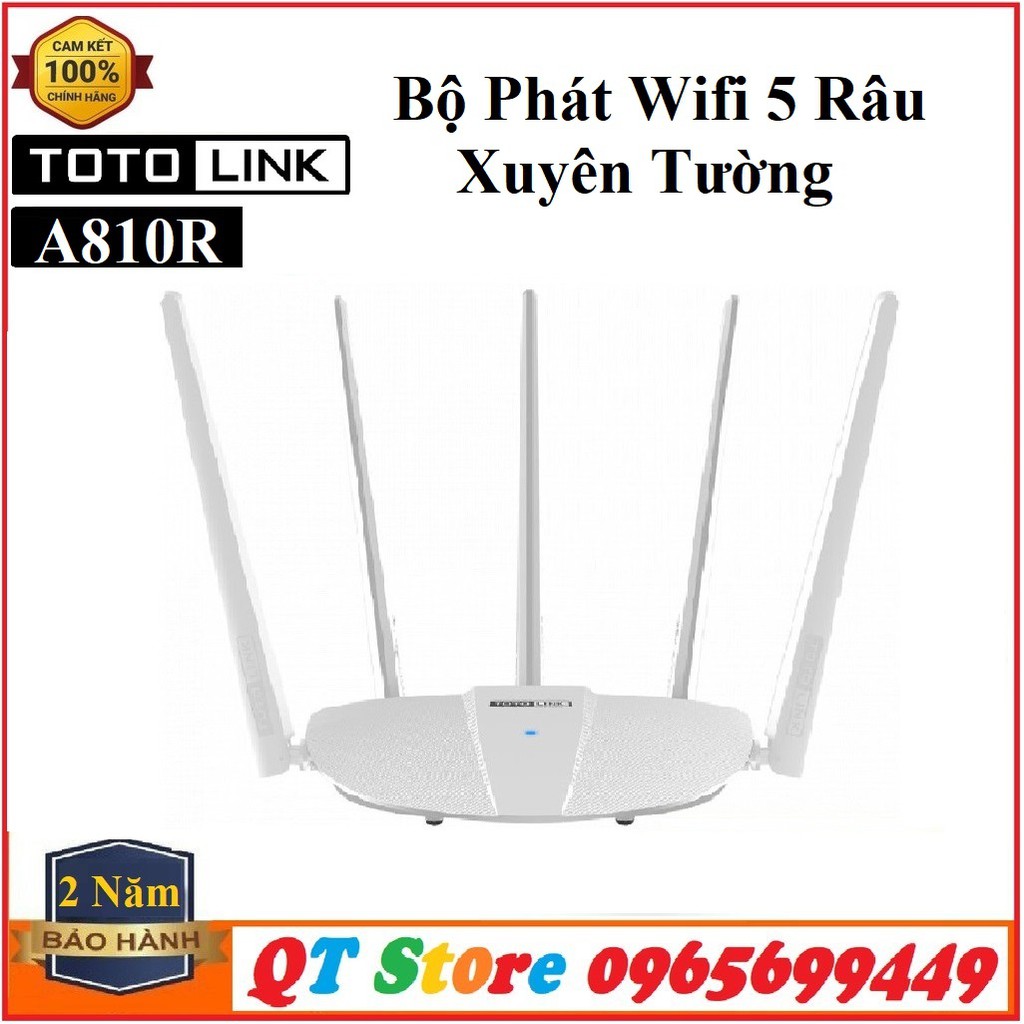 Bộ Phát Wifi Xuyên Tường Siêu Mạnh 5 Râu Chuẩn AC1200 Totolink A810r-Hàng Chính Hãng