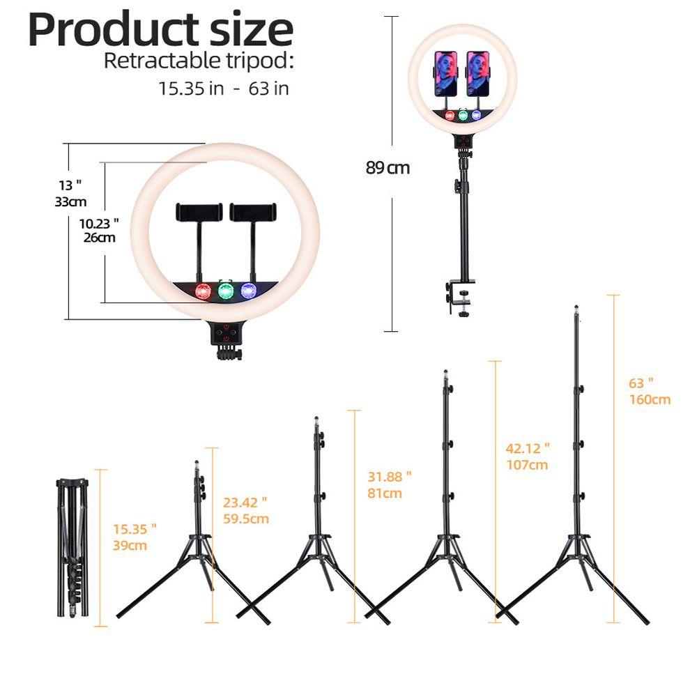 BTLIMER Vòng Đèn Led Chụp Ảnh 13 inch Có Thể Điều Chỉnh Độ Sáng