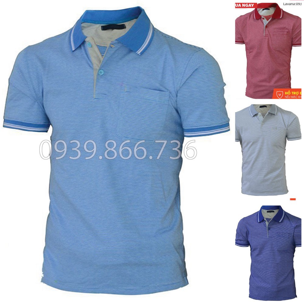 Áo Thun Polo Nam Có Túi  Trung Niên⚡️ Hàng VNXK ⚡️vải cá sấu Cotton xuất xịn -PL02 ÁO POLO NAM