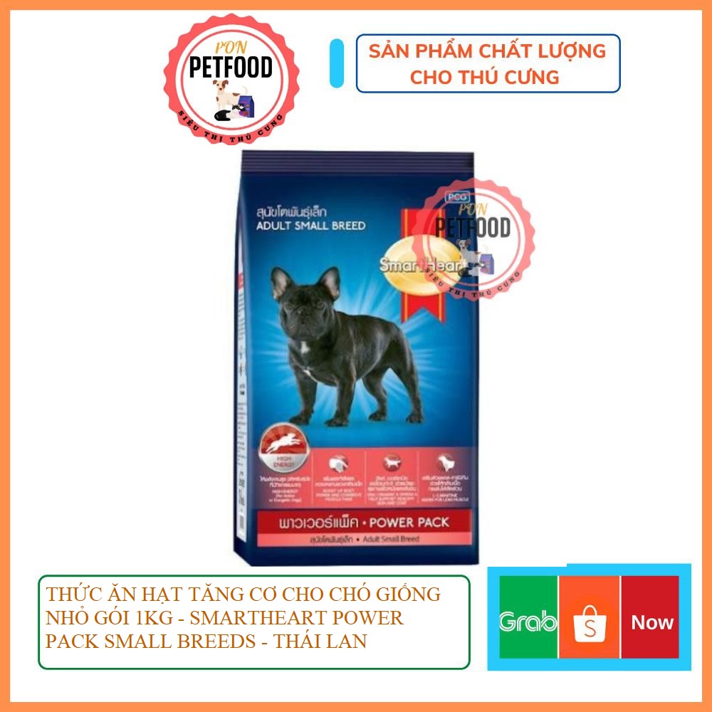 THỨC ĂN HẠT TĂNG CƠ CHO CHÓ GIỐNG NHỎ GÓI 1KG - SMARTHEART POWER PACK SMALL BREEDS - THÁI LAN