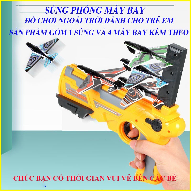 súng phóng máy bay đồ chơi ngoài trời dành cho trẻ em [hót]