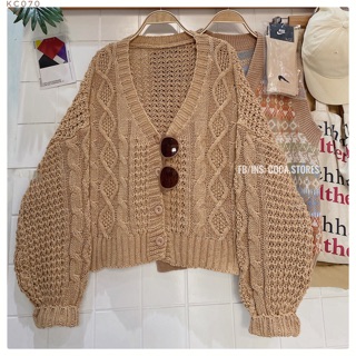 [KC070]🧸🧸🧸 Áo cardigan len vặn thừng dáng lửng (Có sẵn/ảnh thật)
