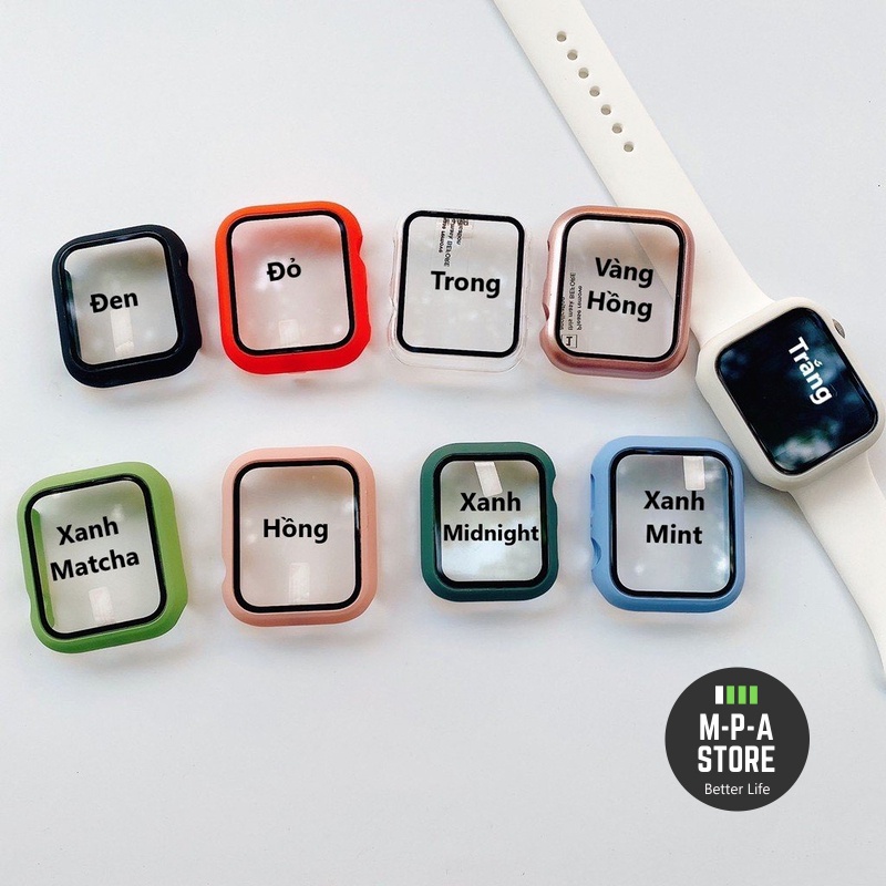 Ốp viền kèm kính cường lực, bảo vệ toàn diện cho đồng hồ Thông Minh size 38/40/41/42/44/45