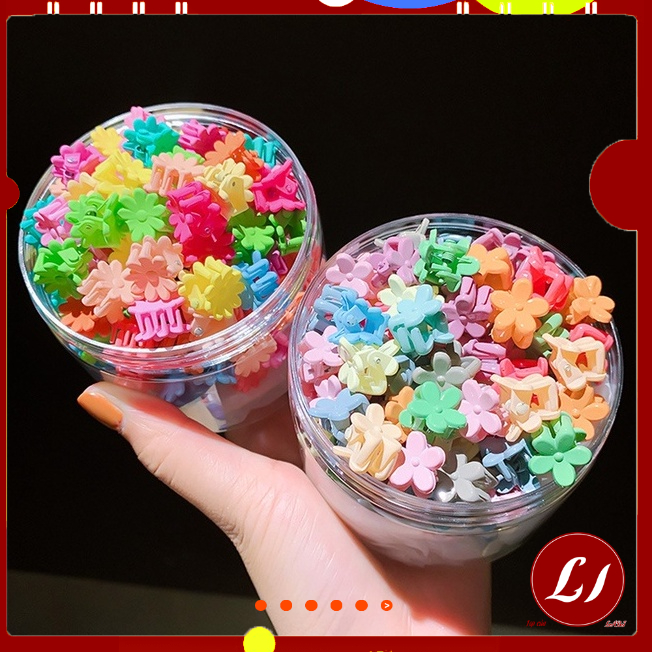 Hộp 50 Kẹp tóc MINI HÌNH HOA phong cách Hàn Quốc dễ thương đáng yêu cho bé