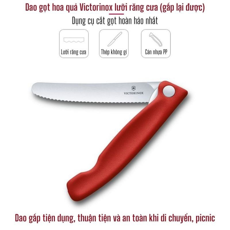 [THỤY SĨ] Dao Gọt Victorinox Lưỡi Răng Cưa 11cm Có Thể Gập - Hàng chính hãng