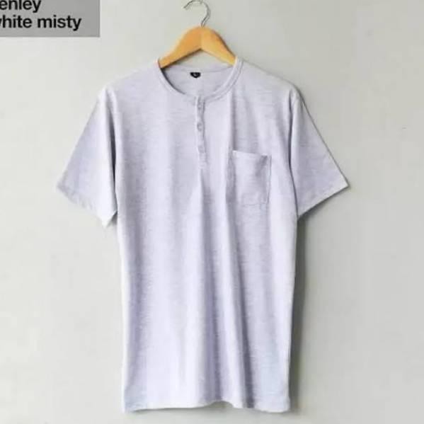 Mới Áo Thun Cotton In Hình Henley Button Và Túi 30s Thời Trang Năng Động