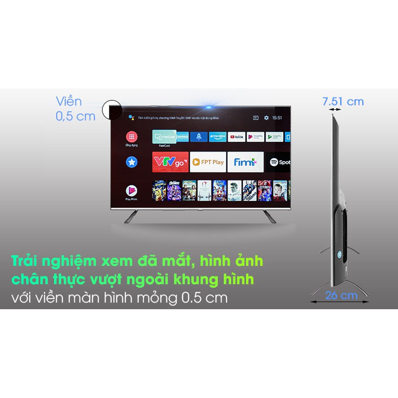 Android Tivi Casper 55 inch 55UW6000, Tivi 55in giọng nói thái lan giá rẻ. 2022
