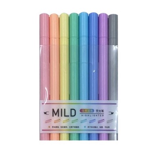 Vĩ 8 Bút Highlighter Pastel Mild BS-883 (Bút Dạ Quang 2 Đầu)
