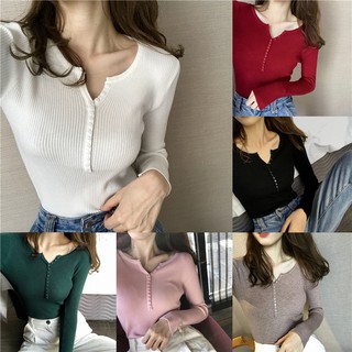 Áo Len Tăm Nữ Cổ Chữ V Dài Tay 🌸[Xả kho - FREESHIP SIÊU TỐC - LOẠI 1]🌸 mềm mịn, co giãn