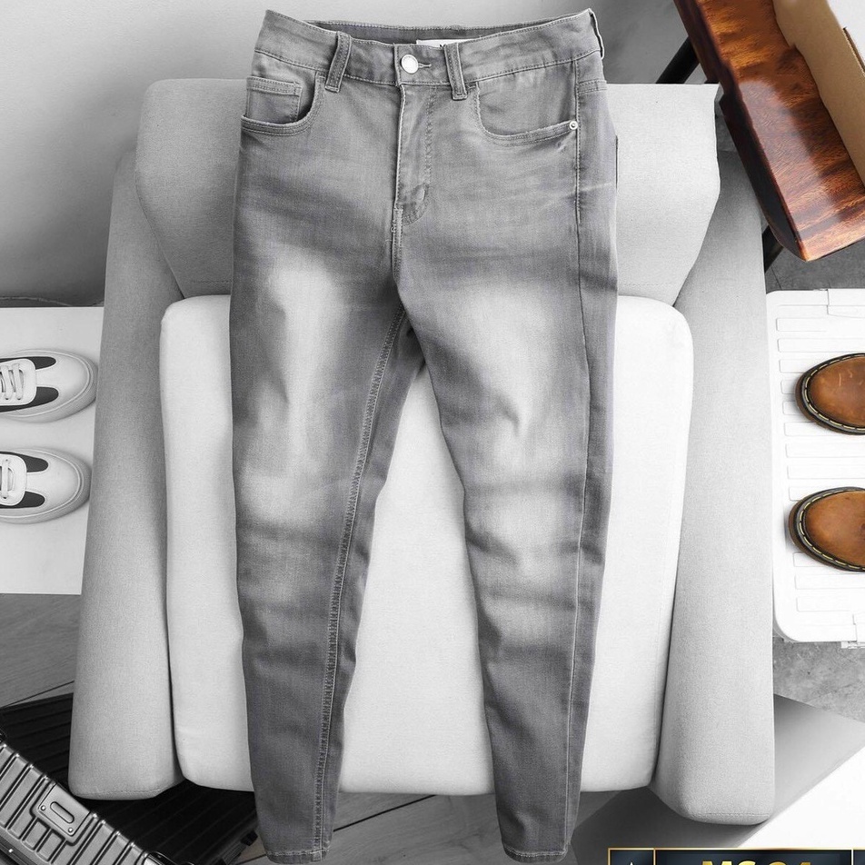 Quần jean nam co giãn 4 chiều, quần bò trơn dáng ôm chất vải cao cấp CAROLLSTORE MS24
