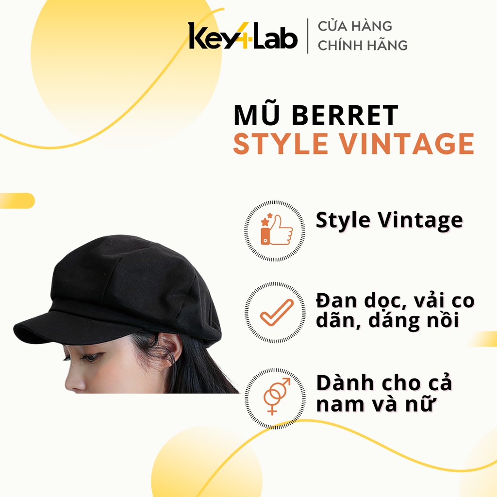 Mũ Nồi Beret Style Hàn Quốc Trơn Phối Đồ Xinh Hè Năng Động Key4 Lab