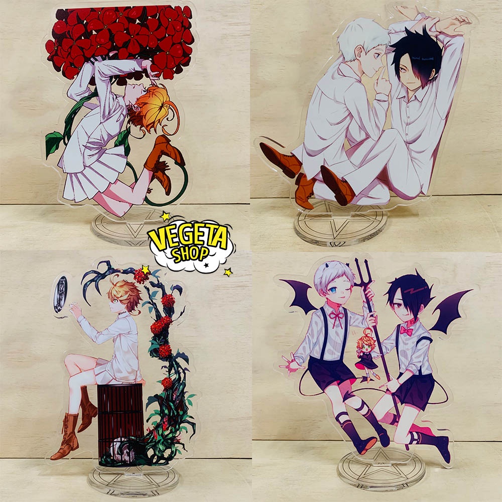 Mô Hình Tượng Standee Acrylic Mica 2 mặt - Miền đất hứa The Promised Neverland - Normal Emma Ray Isabella - 16cm