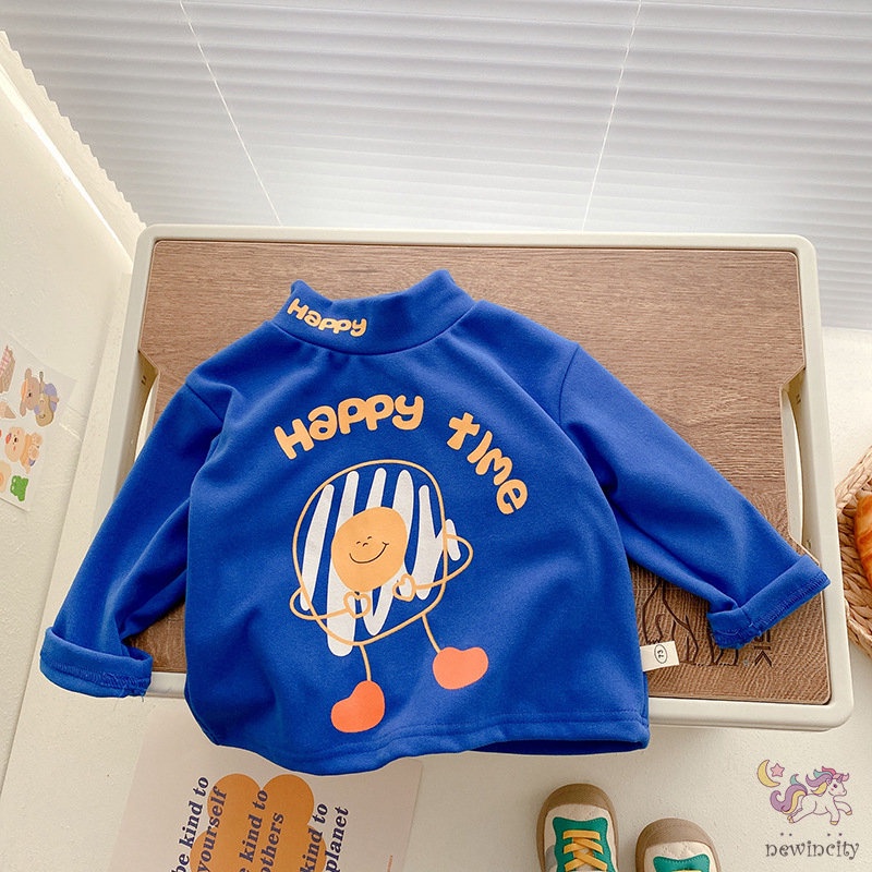 Áo Sweater Cổ Lọ Tay Dài In Họa Tiết Hoạt Hình Phong Cách Hàn Quốc Thời Trang Mùa Thu Cho Bé Trai Và Gái