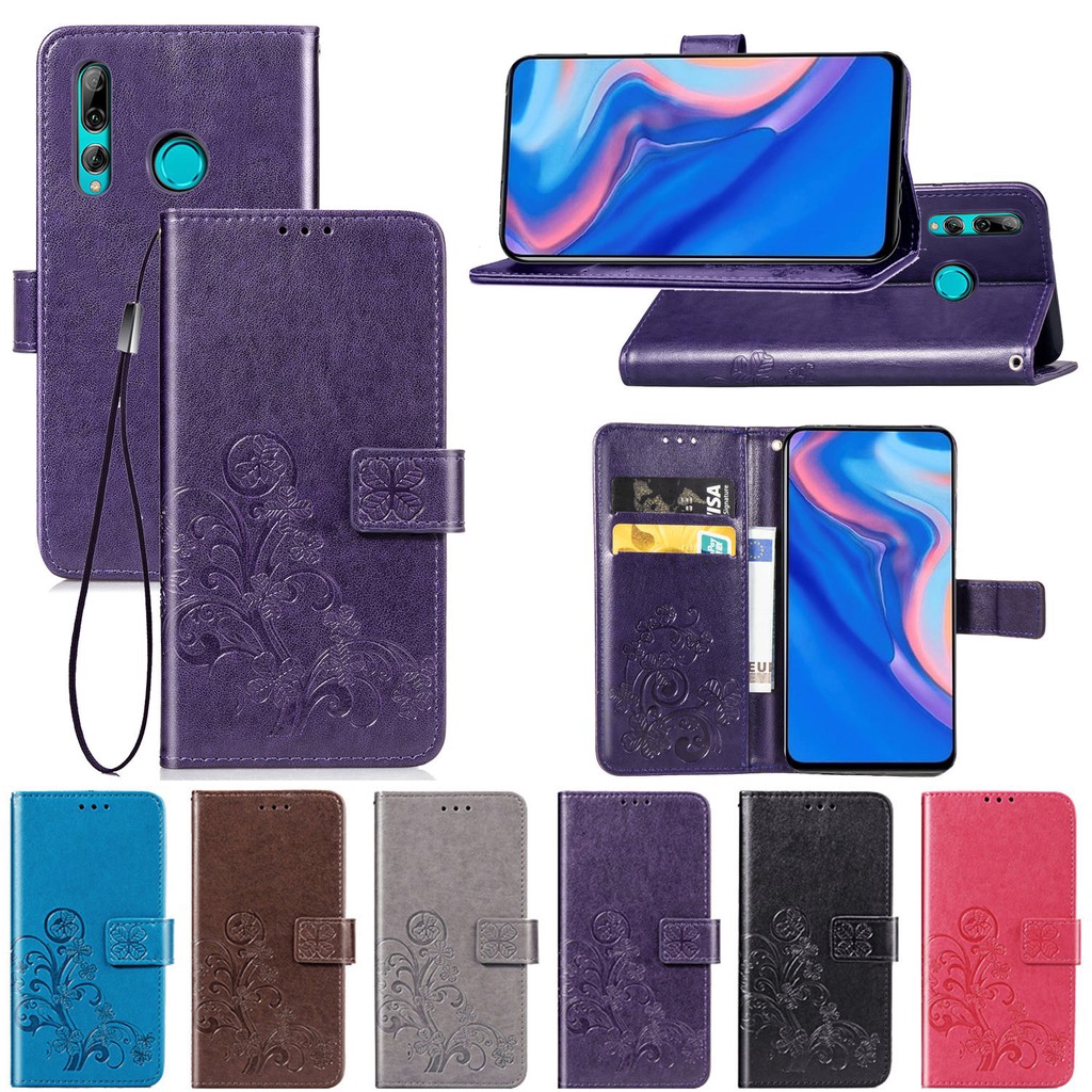 PU Leather Flip Wallet Case with Card Slot and Kickstand for Huawei P Smart Plus 2019 Enjoy 9S Honor 10i 20i Z Y9 Prime CUN-U29 Y5 Y6 II Compact 5