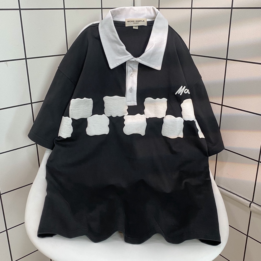 Áo Polo MOC Nam Nữ Unisex Vải COTTON Chất Liệu In Nổi Phong Cách Ulzzang - GIDI