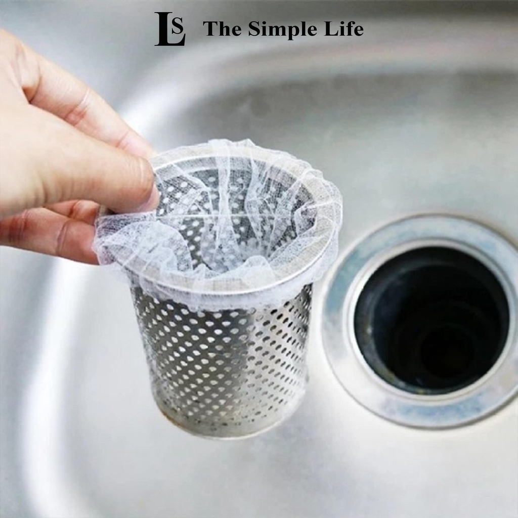 Túi lọc rác bồn rửa chén, combo 50 túi lưới lọc cặn thức ăn bồn rửa chén, bát có dây chun co giãn tiện dụng
