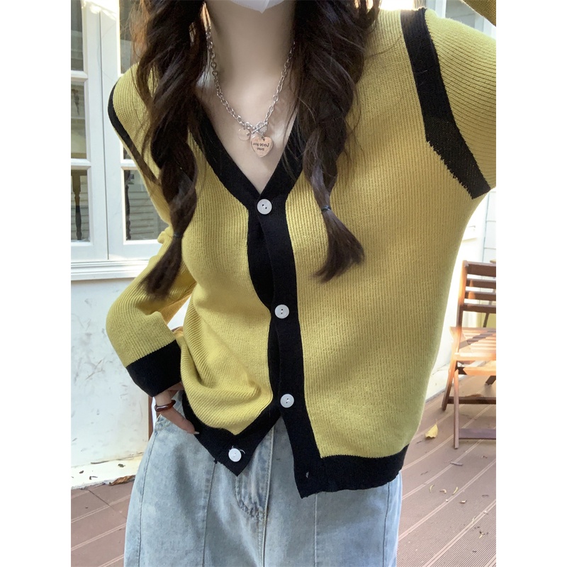 ZHELIHANGFEI Áo Khoác Len Cardigan Tay Dài Cổ Chữ V Thời Trang Cho Nữ