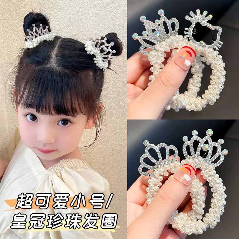 Dây Cột Tóc Cao Su Hình Vương Miện Đính Ngọc Trai Thời Trang Dành Cho Nữ