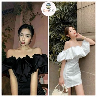 Váy trễ vai trắng dáng ôm chất đũi lụa mềm mát - CUTEZOO