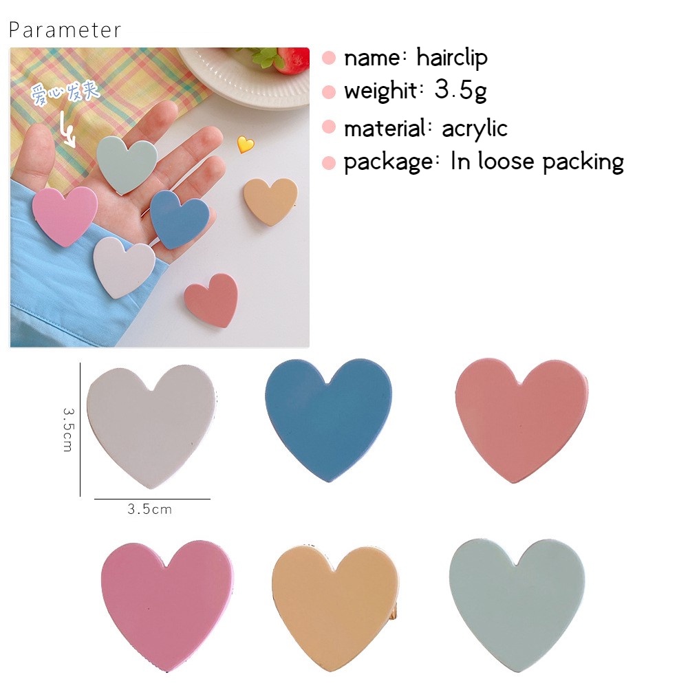 Kẹp tóc họa tiết trái tim dễ thương phong cách Hàn Quốc thời trang mùa hè cho bé gái