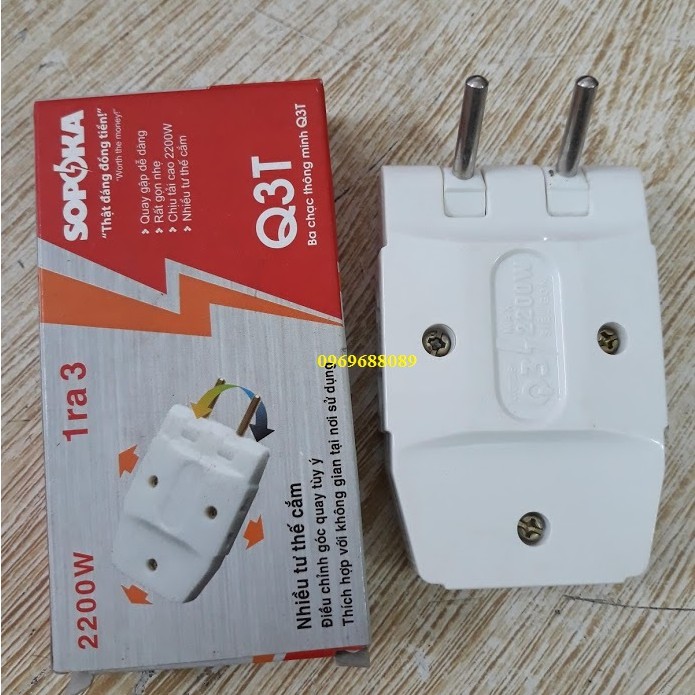 Phích nối chia 3 thông minh Q3T 2200w
