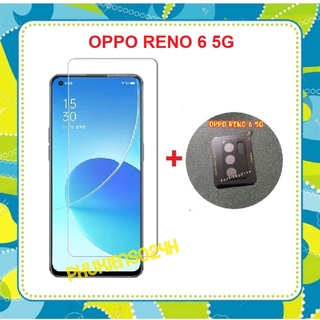 Combo Kính cường lực OPPO Reno 5 Reno 6 Reno6 Z trong suốt không full màn + Cụm kính cường lực bảo vệ camera MÀU ĐEN