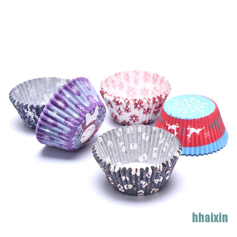 Set 125 Cốc Giấy Làm Bánh Cupcake / Muffin Phong Cách Giáng Sinh